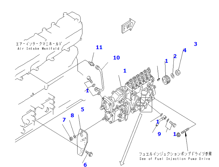 bomba de inyección de combustible komatsu 6222-71-1410
